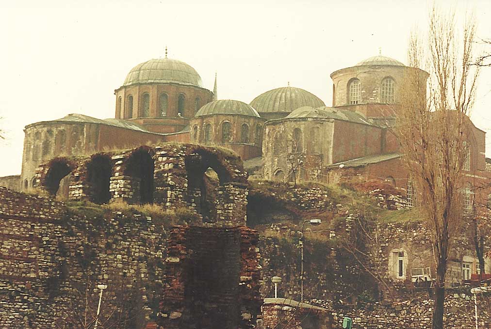 The three churches that make up this building are visible in this pre-restoration picture from 1990
