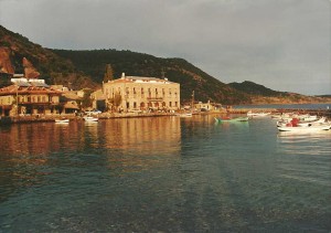 Assos harbour at sunset