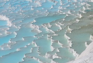 Pamukkale 2014 - water only in travertines at the base of the cliff.