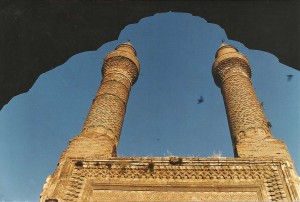 The twin minarets seen from Şifaiye Medresesi