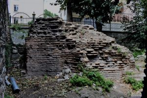 Massive brick pier from the north side of the church, possibly part of teh dome support of the 6th century church