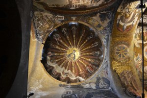 North dome of the inner narthex. Theotokos flanked by David, Solomon, Moses, Job and many other worthies.