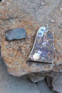 Two fragments of glass found in the main chamber