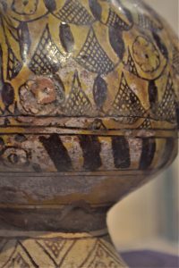 13th - 14th century earthenware pitcher with sgrafitto decoration, from Küçükyalı. Istanbul Archaeological Museum. 