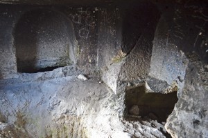 Necropolis with three large burial chambers about 12m above the main chamber