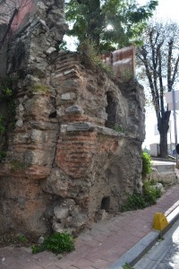 Byzantine stonework near the northern entrance to Yavuz Sultann Selim Camii.