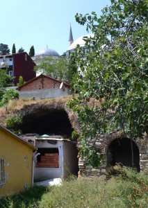 Large vaults on private property. Yavuz Sultan Selim Camii visible at top of hill