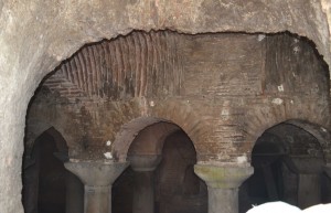 View into the cistern from the lowest of the windows