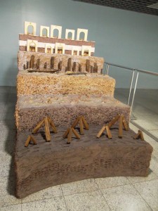 Model in Marmaray terminal to illustrate the levels of the archaeological site at Yenikapı