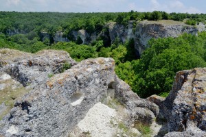 Attachment points for superstructure are visible on the rock