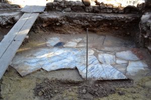 Marble paving a few metres north of the north church