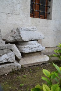 Byzantine stonework in the reconstruction site