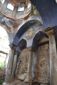 Wall of narthex with Archangel frescoes